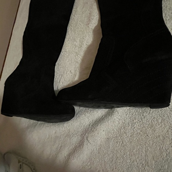 Chocolate Blu Duffy Wedge Black Boots Sz 9 1/2 - Picture 3 of 8